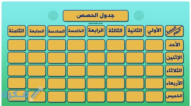 شرح خطوات عمل جدول مدرسي جاهز 1 تنفيذ جدول دراسي
