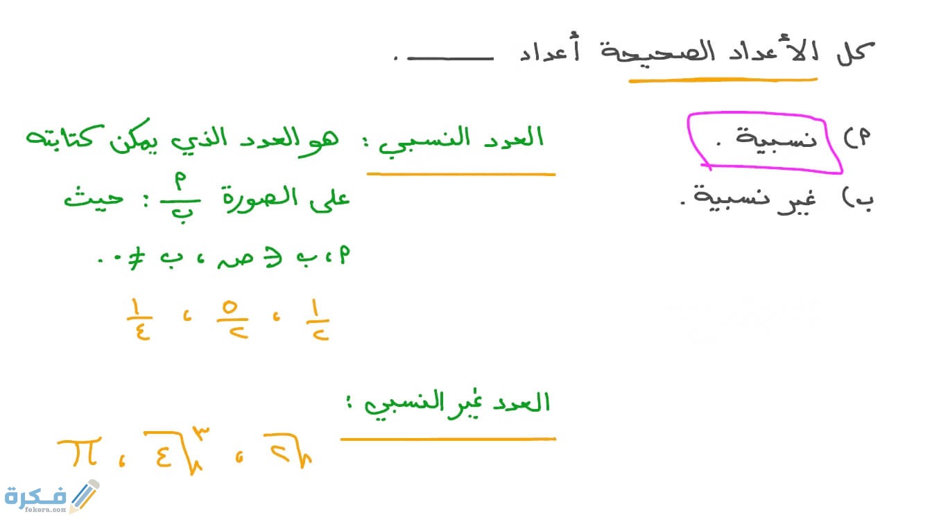 ما هي الأعداد غير النسبية 1 أمثلة على الأعداد الغير نسبية