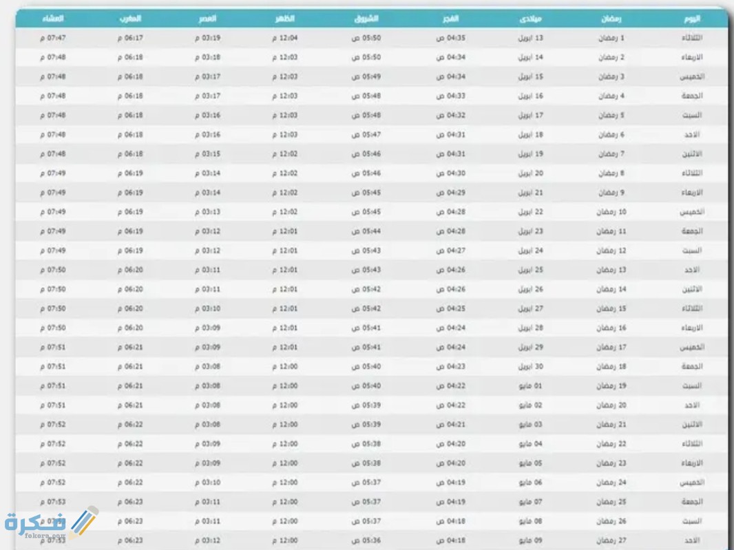 امساكية رمضان في اليمن 2025 عدد ساعات الصوم 1 IMG ٢٠٢١٠٤١٢ ٠٩٥٧٢٩