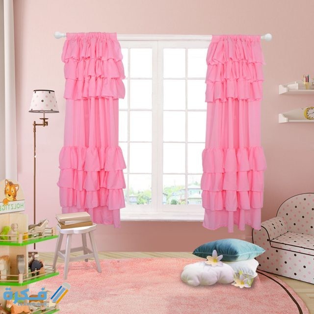 Baby Pink Ruffle Girly Frilly Romantic Chiffon Window Curtains Girls Room Idea HDCN1807031118028 1