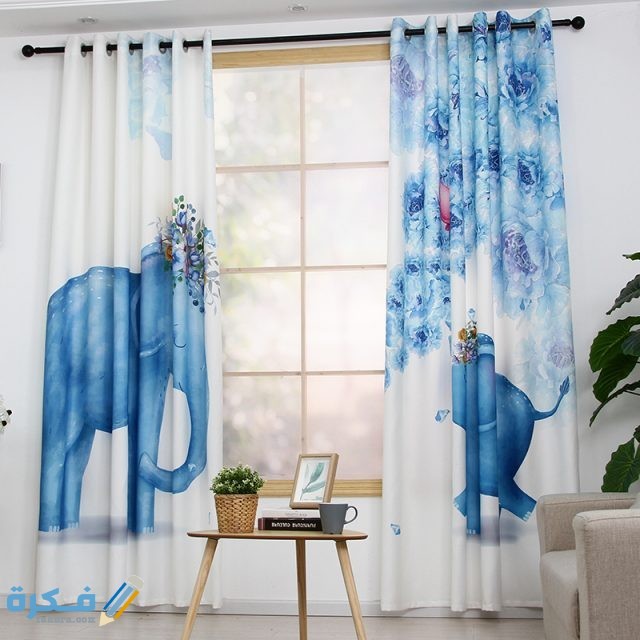 Elephant Kids Room Blue Boys Bedroom Curtains Cartoon Nursery Drapes HDCN1809171538564 3