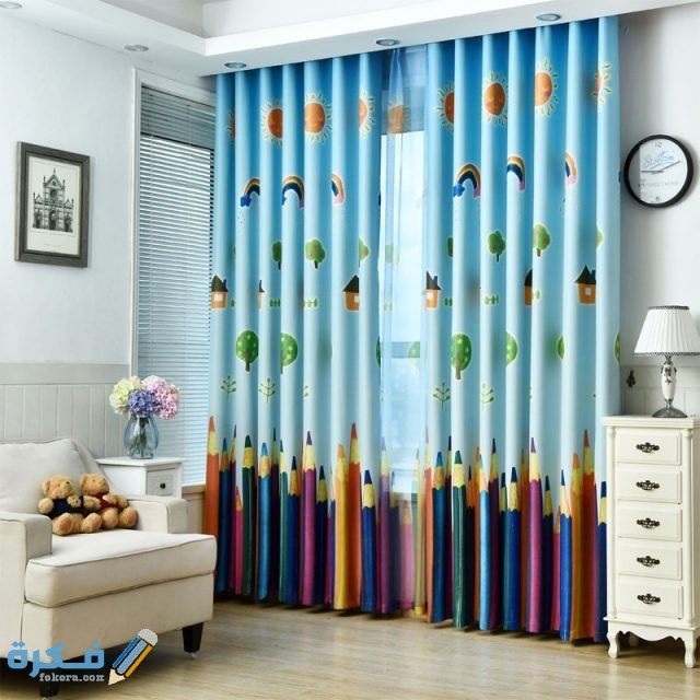 fashion Curtains for Living Room Bedroom Crayon Pattern Design Window Curtains Baby Room Lovely Children Curtains