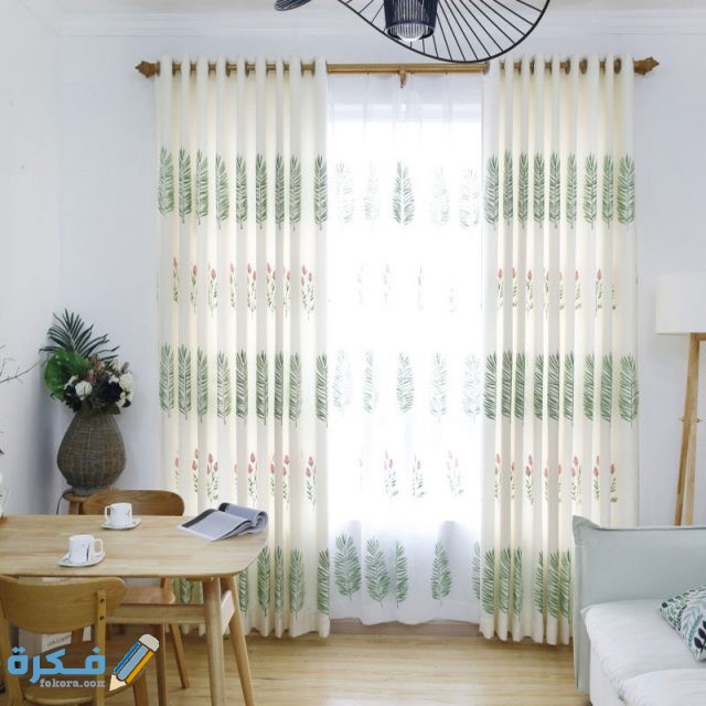 interior elegant simple leaves design embroidery curtain for living room and bedroom