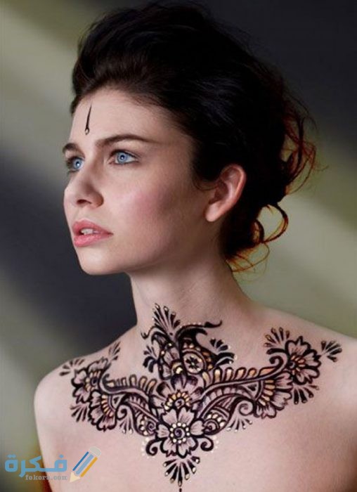 صور رسم حنة على الرقبة