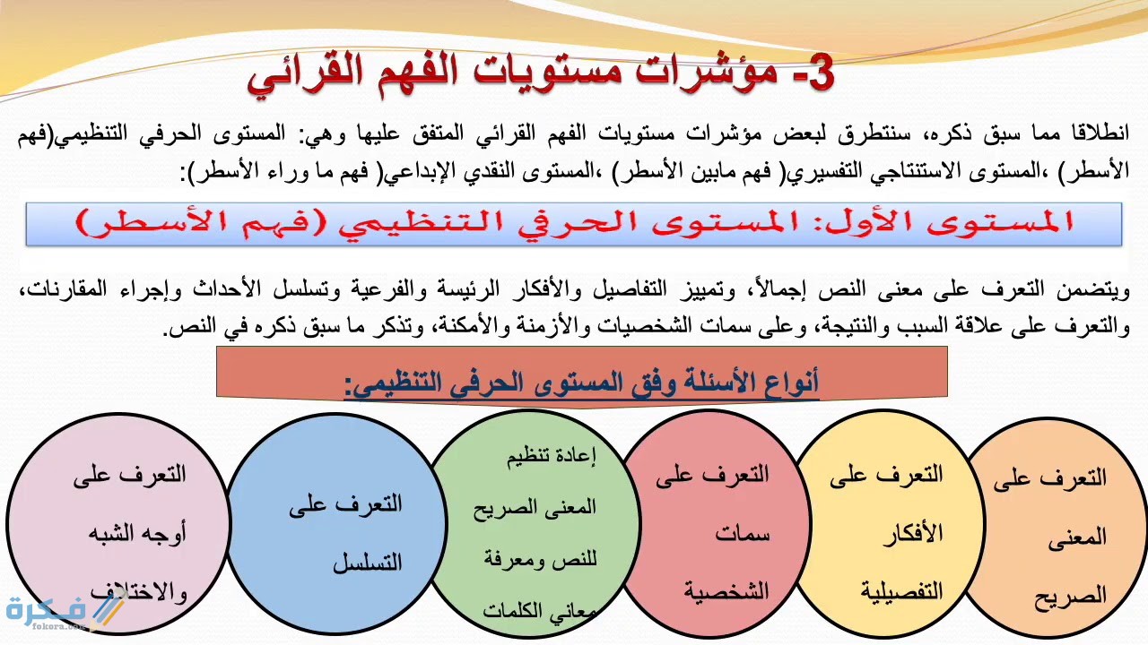 مستويات القراءة ومهاراتها