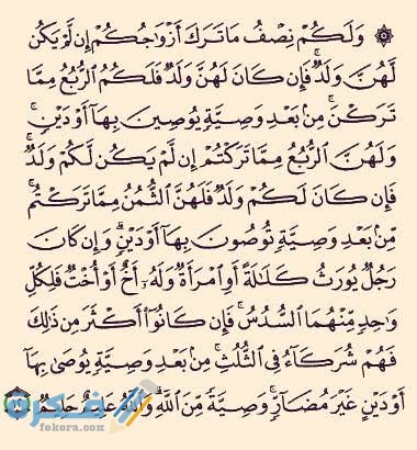 السورة التي جمعت كل ايات المواريث