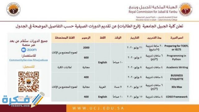 نسب قبول كلية الجبيل الجامعية