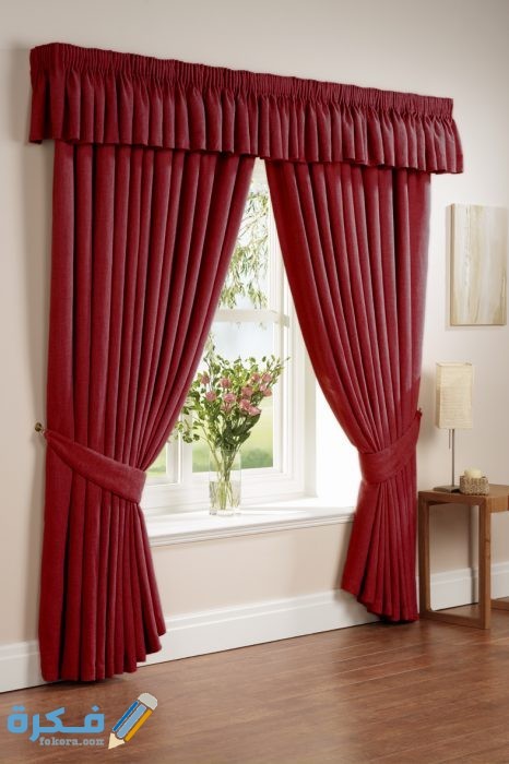 red soft curtains