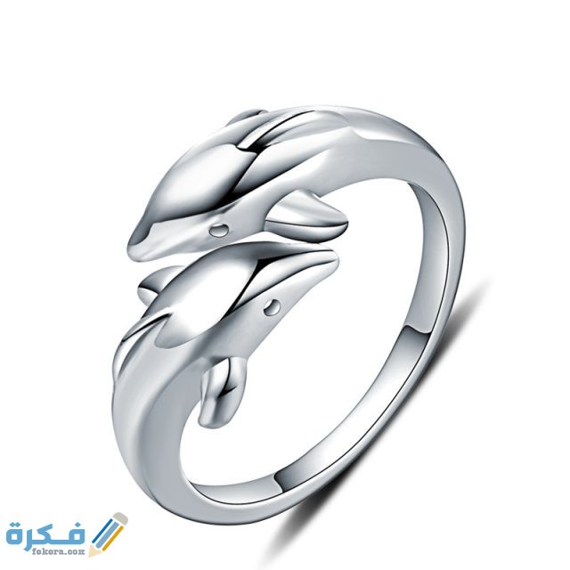 مزدوجة دولفين 925 الفضة اللون خاتم حلية امرأة عالية الجودة ماركة 925 خاتم فضي اللون مجوهرات