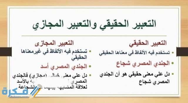التعبير الحقيقي والمجازي