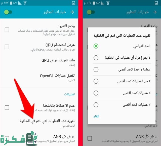 تسريع الهاتف من خيارات المطور