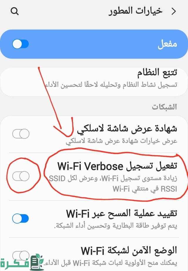 تسريع الهاتف من خيارات المطور