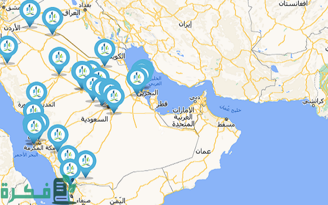 خريطة المدن الصناعية في المملكة العربية السعودية