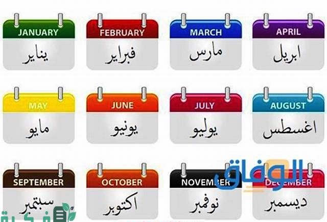 الأشهر الميلادية بالتركي مع الترجمة